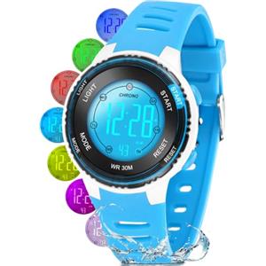 DTKID Orologio Digitale Bambino LED a 7 Colori, Orologio Bambino con Sveglia, Timer, Datario, Impermeabile Orologi per Bambini Sportivo da Esterno, per Ragazzi Ragazze e Adolescenti