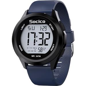 SOCICO Orologio Digitale Da Uomo, Sportivo, Militare, Impermeabile, Cronografo, Per Uomo, Con Illuminazione A Led, Sveglia, Data, Sport