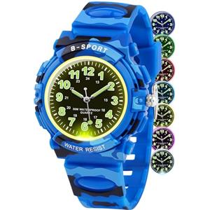 GUUMUXIN Orologio Analogico per Bambino con Luci Colorate, Orologio Didattico Impermeabile Fino a 30 Metri per Bambini e Bambine, Orologi Sportivi da Esterno con Cinturino in TPU per Bambini dai 5-16