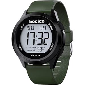 SOCICO Orologio Digitale Da Uomo, Sportivo, Militare, Impermeabile, Cronografo, Per Uomo, Con Illuminazione A Led, Sveglia, Data, Sport