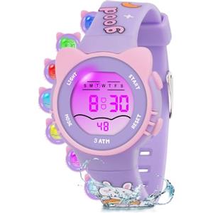 DTKID Orologio Digitale Bambino LED a 7 Colori, Orologio Bambino con Sveglia, Timer, Datario, Impermeabile Orologi per Bambini Sportivo da Esterno, per Ragazzi Ragazze e Adolescenti
