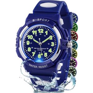 GUUMUXIN Orologio Analogico per Bambino con Luci Colorate, Orologio Didattico Impermeabile Fino a 30 Metri per Bambini e Bambine, Orologi Sportivi da Esterno con Cinturino in TPU per Bambini dai 5-16