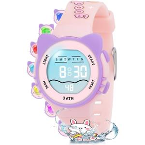 DTKID Orologio Digitale Bambino LED a 7 Colori, Orologio Bambino con Sveglia, Timer, Datario, Impermeabile Orologi per Bambini Sportivo da Esterno, per Ragazzi Ragazze e Adolescenti