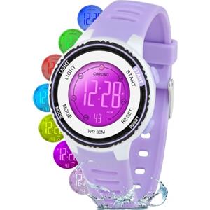 DTKID Orologio Digitale Bambino LED a 7 Colori, Orologio Bambino con Sveglia, Timer, Datario, Impermeabile Orologi per Bambini Sportivo da Esterno, per Ragazzi Ragazze e Adolescenti