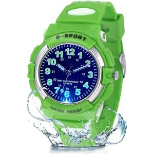 GUUMUXIN Orologio Analogico per Bambino con Luci Colorate, Orologio Didattico Impermeabile Fino a 30 Metri per Bambini e Bambine, Orologi Sportivi da Esterno con Cinturino in TPU per Bambini dai 5-16