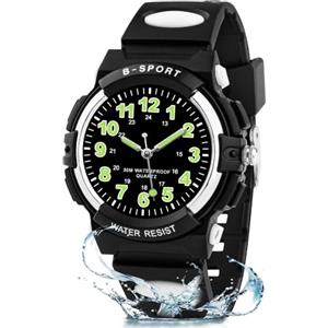 GUUMUXIN Orologio per bambini, orologio da bambino, orologio analogico per bambini, per adolescenti digitali e esterni, multifunzione, 3 ATM, impermeabile, in silicone, per ragazzi e ragazze