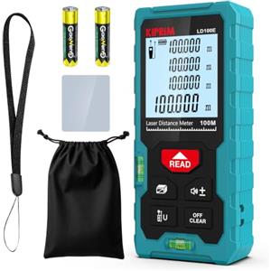 Kiprim Metro Laser Professionale 70M Misuratore Distanza LCD 2 Bolle Orizzontali | KIPRIM Laser Portatile Retroilluminazione LCD 2 Bolle D'Aria Funzione Muto Misura Distanza Area Volume 4 Pitagoriche -LD100E