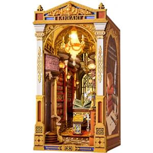 Rolife Book Nook Library of Wonders, Puzzle 3D in Legno, Kit Miniatura Fai-da-Te, Fermalibri Decorativo per Scaffali, Regalo Creativo di Natale e Compleanno per Adulti e Ragazzi