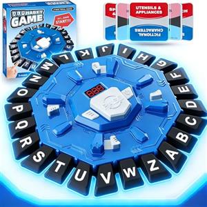HUIZHOU Gioco di Parole Veloce con Timer, Gioco da Tavolo Educativo, 24 Lettere e 35 Carte, 2 Modalità di Gioco, per 2-8 Giocatori, Bambini 6+, Adulti e Famiglia (Blu)