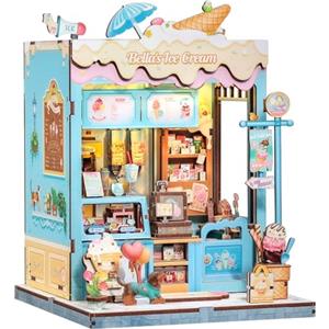 Cutefun Book Nook Kit - Mini Case delle bambole con Luci LED - Modellino Fai da Te per Decorare Librerie - Idea Regalo Unica per Appassionate di Puzzle(Bella's Ice Cream)