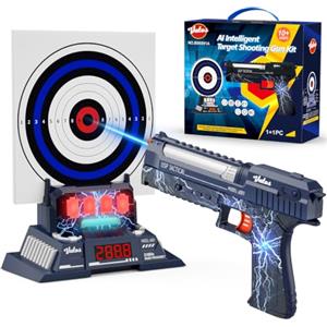 VATOS Set di bersagli intelligenti con pistola laser ricaricabile, punteggio elettronico automatico e feedback vocale in tempo reale, 4 modalità di tiro, gioco con bersagli per bambini dai 6+ anni
