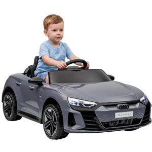 HOMCOM AUDI RS e-tron GT Macchina Elettrica per Bambini 3-5Anni 12V Grigio | 2 Motori, Auto Elettrica per Bambini 3-5km/h, Cintura di Sicurezza, Telecomando, Sospensioni, Luci LED, Clacson