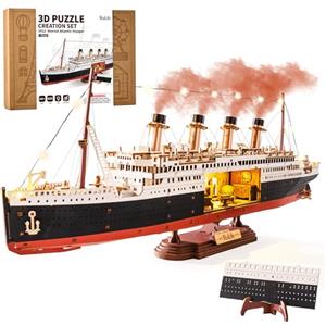 Rolife Puzzle 3D in Legno Modello di Nave Titanic - Kit di Costruzione a Incastro da 433 Pezzi, Decorazione per la Casa da Collezione, Artigiani e Appassionati di Storia