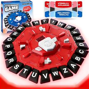 HUIZHOU Gioco di Parole Veloce con Timer, Gioco da Tavolo Educativo, 24 Lettere e 35 Carte, 2 Modalità di Gioco, per 2-8 Giocatori, Bambini 6+, Adulti e Famiglia (Rosso)