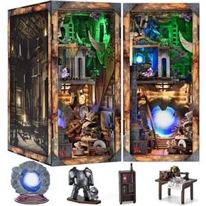MiniCity Book Nook Kit, kit fai da te in miniatura per casa delle bambole in legno 3D, supporto per libri e libri, decorazione per ragazzi e adulti (Blade and Magic)