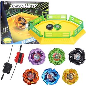 DEZAWRTY X Trottola Stadio Set da Battaglia con X Acceleration Rail | 6 trottole, 2 lanciatori e stadio, arena di battaglia per bambini dai 6 anni in su, giocattolo da combattimento per ragazzi