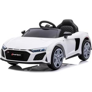 Baroni Toys Baroni Home Auto Macchina Elettrica per Bambini Audi R8 Sport, 12V Con MP3, Macchina telecomandata Full Optional, sedile in Eco pelle, porte apribili, Velocità 3-5 km/h, con Telecomando, Bianco