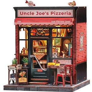 Cutefun Book Nook Kit - Case delle bambole (Uncle Joe's Pizzeria) | Decorazione Creativa per Librerie con Luci LED, per Adulti & Adolescenti - Pezzo da Collezione Regalo