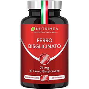 Laboratoires Nutrimea Ferro Bisglicinato 14 mg con Vitamina C 80 mg | 90 Capsule | Nutrimea | Riduce Stanchezza e Affaticamento | Elevata Tollerabilità Intestinale | Normale Funzione dei Globuli Rossi e dell'Emoglobina
