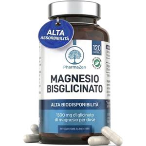 PharmaZen Magnesio Bisglicinato 1500mg con Vitamina B6 - Supporta Stress e Stanchezza | Alto Dosaggio - 300mg di Magnesio Puro per Sistema Nervoso - 120 Capsule - Integratore di Magnesio Glicinato Chelato - Vegano