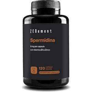 Zenement Spermidina 6 mg - con Vitamina B1 & Zinco - 120 Capsule Vegane - Zenement | Estratto 100% Naturale di Germe di Grano, Protezione dallo stress ossidativo, Senza Additivi, Senza Glutine, 1 al Giorno