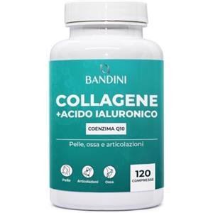 Bandini® Collagene e Acido Ialuronico - Collagene idrolizzato 120 compresse | Arricchite con Coenzima Q10 - 1000mg di collagen a dose con acido ialuronico e CoQ10 per pelle, ossa e Articolazioni