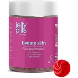 Jelly Pills Gummies Collagene 500 mg + acido ialuronico, coenzima Q10, vitamine C ed E - 60 gommose senza zuccheri aggiunti - gusto fragola - 2 mesi