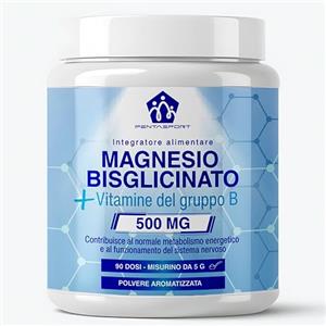 PENTASPORT Magnesio Bisglicinato in Polvere Solubile 450g - 90 dosi da 500mg | Con Vitamine del Gruppo B