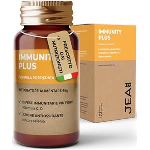 JEA IMMUNITY PLUS - Lattoferrina, Integratore Difese Immunitarie Adulti ad Alto Dosaggio di Quercetina, Vitamina C di Origine Naturale da Rosa Canina, Vitamina D, Zinco e Selenio - 60 Compresse