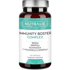 NUTRALIE Difese Inmunitarie Complex - Equinacea + Própolis + Reishi + Vit C | Zinco Selenio Ferro - Vitamine Sistema Immunitario - 60 Capsule Immunity Booster Complex Nutralie