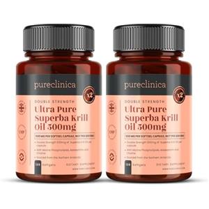 pureclinica Olio di krill purissimo Krill 500mg x 240 capsule - proveniente dalle acque incontaminate dell'Antartide che sono una ricca fonte di astaxantina e Omega 3