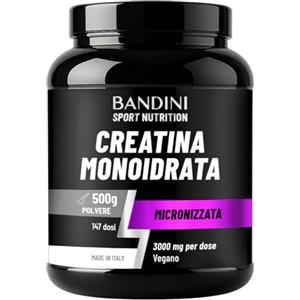 Bandini® Creatina Monoidrata in Polvere 500g Pura al 100% - Con dosatore | Integratore per Allenamento, Sport, Palestra e Pre Workout - 100% Vegan - A base di Creatine Monoidrato