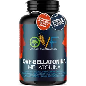OVF Melatonina per Dormire Bene Senza Risvegli 180 Capsule 6 Mesi di Scorta con Zinco, Selenio, Adenosina e Glicina Integratori Sonno con Melatonina Forte Pura Naturale Made in Italy