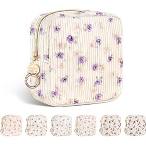 Playexen Porta Assorbenti da Borsa Sacchetti di Tela per Porta-assorbenti per Mestruale Borsetta Ragazza Pochette Piccola Porta Trucchi da Viaggio Borsa Porta Assorbenti Tampons Ragazza Regalo(rose-viola)