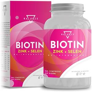 BALANCE FEEL YOUR SELF BIOTINA CAPELLI - 360 COMPRESSE (Scorta 1 Anno) | Integratore Capelli | Crescita Capelli, con Biotina, Zinco, Selenio | Vitamine Benessere di Capelli, Pelle e Unghie | Made in Italy