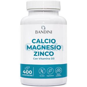 Bandini® Calcio Magnesio Zinco Vitamina D3 + K2 MK7 | 400 Compresse Vegan | con Rame, Selenio, Manganese, Boro | Multivitaminico ad Alto Assorbimento | Ossa Muscoli Pelle Capelli Immunità
