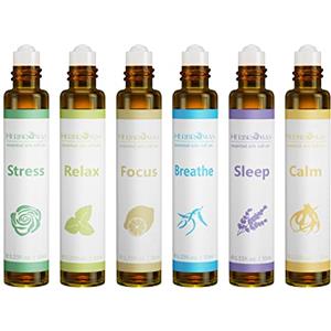HERBROMAS Set di roll on con oli essenziali di aromaterapia HERBROMAS, miscele naturali già diluite per l'uso sulla pelle, regalo rilassante per donne e uomini, confezione da 6 x10ml.