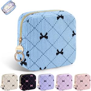 Playexen Porta Assorbenti da Borsa Sacchetti per PortaAssorbenti Igienici per Mestruazioni con Cerniera Borsa Porta Tampons Pochette Piccola Portatile Per Donna Ragazza Regalo per Ragazza(Azzurro-Papillon)
