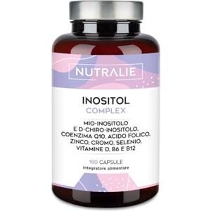 NUTRALIE Myo Inositolo e D-Chiro 40:1 + Q10 - Equilibrio Ormonale Donna | PER 2 MESI con Acido Folico, Q10, Vit B6, B12, D3, Zinco, Selenio, Cromo - 180 Capsule Vegane Inositol Complex Nutralie