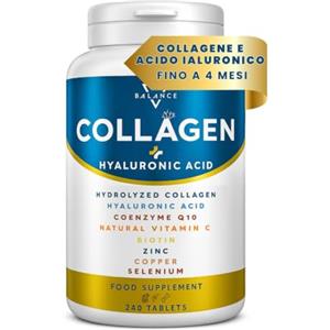 BALANCE FEEL YOUR SELF COLLAGENE IDROLIZZATO 2000MG - 240 COMPRESSE | Collagene e Acido Ialuronico, Coenzima Q10, Vitamina C, Biotina e Zinco