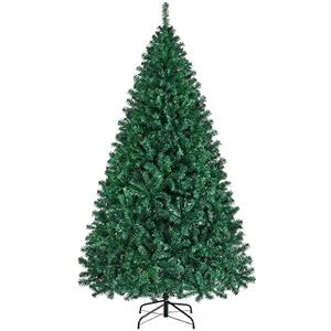 Yaheetech Albero di Natale Artificiale 219cm 1446 Rami Incernierati Verde | Rami Folti Effetto Realistico in PVC Ignifugo, Supporto in Metallo Pieghevole Salvaspazio per Uso Domestica e Commerciale