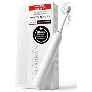 WonderSmile Pro Spazzolino elettrico a ultrasuoni - vincitore del test 2026* - IPX8, 4 programmi - stazione di ricarica e batteria ad alte prestazioni da 60 giorni, testina intelligente (All White)