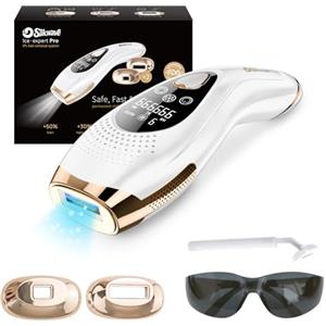 Slikwave Epilatore Luce Pulsata 9 Livelli Con 6 Accessori, Epilatore Laser Peli Donna/Uomo Con Modalità Manuale E Automatica, Sensore Di Contatto, Funzione Ice Cool per,Argento