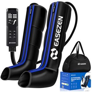 EaseZen Massaggiatore Gambe Aria Compressione M Circolazione Piede Dolore | 11 intensità (60-160mmHg), M: coscia ~69cm, 6 modalità, 3 timer, LCD, Sensore, piede, polpaccio & coscia, circolazione dolore