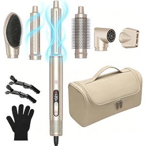 UKLISS Air Styler UKLISS 1400 W - Asciugacapelli ionico, ricciolo d'aria, pulsante vento freddo, display LCD della temperatura, capelli styler professionale multifunzionale, per lisciare, arricciare i
