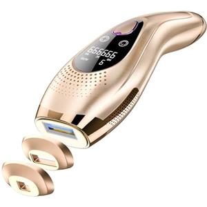 Slikwave Epilatore Luce Pulsata 9 Livelli Con 6 Accessori, Epilatore Laser Peli Donna/Uomo Con Modalità Manuale E Automatica, Sensore Di Contatto, Funzione Ice Cool per,Oro rosa