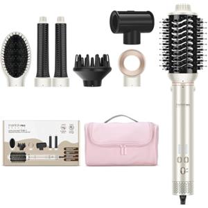 PARWIN PRO BEAUTY 7 in 1 MaxAIR 2.0 Multi-Styler Set automatico a doppia tensione | Ferro arricciacapelli autoavvolgente, Diffusore, 110,000 RPM asciugacapelli, accessorio finale lisciante, Champagne Silver