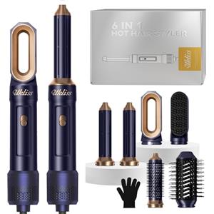UKLISS Airstyler Pro 6 in 1, UKLISS Asciugacapelli & Hair Styler Set con Arricciacapelli Automatico, Fono Capelli Professionale, Spazzola Lisciante, Spazzola Termica Capelli, Set Regalo per Styling - Blu