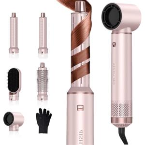 Dryhsip 5 in 1 Spazzola Asciugacapelli Multifunzione,Air Styler Per Capelli | Phon con 3 Temperatures, Styling Liscio, Onde, Ricci, Volumizzante, Hair Styler Viaggi set Regalo Donna e Uomo (Blush)