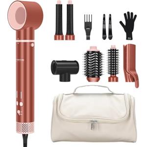 PARWIN PRO BEAUTY 7 in 1 MaxAIR 2.0 Multi-Styler Set automatico a doppia tensione | Ferro arricciacapelli autoavvolgente, piastra, 110,000 RPM asciugacapelli, spazzola volumizzante, Amber Silk